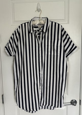 A New Day Women's Striped Shirt Dress - Black  White - Size M