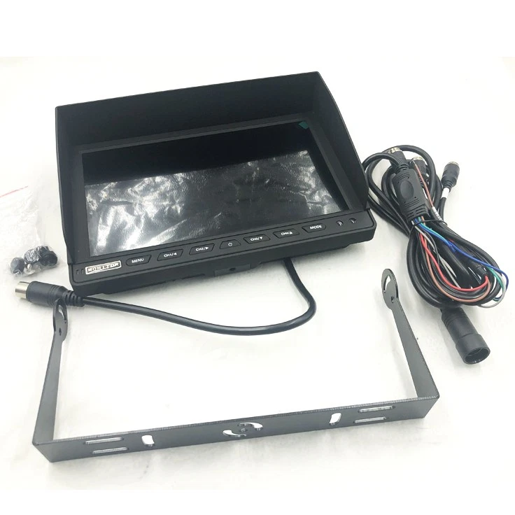 9" Quad Monitor 4CH Video Input Fits CCD CMOS Camera For Truck  Caravan Reverse - Image 2 of 4