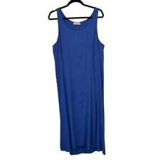 Everlane Blue Textured Naia Acetate Viscose Tank Midi Dress XL PP153311885