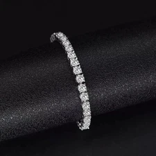 14K White Gold Plated Women's Tennis Bracelet 8 Ct Round Cut VVS1 Moissanite