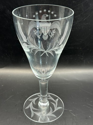 Set of 6 Vintage Wine Glasses Etched Federal Eagle with Shield Stars Wheat USA - Picture 8 of 12