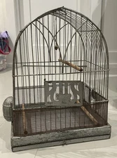 Hendryx Antique Metal Bird Cage 1940s Art Deco Vintage Bird Cage With Perch
