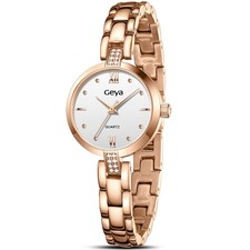 Rose Gold Watch for Women, Ladies Dressy Watch, Dainty Diamond Dial & Stainle...