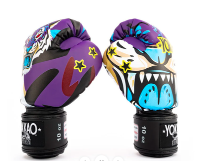 YOKKAO Premium Tiger Edition Muay Thai Boxing Gloves – Purple/Teal