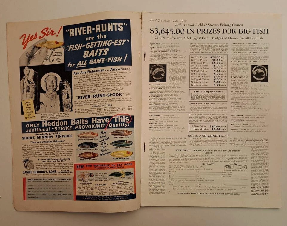 1939 Field & Stream Magazine Nova Scotia Bird Hunting Ocean City Md. Marlin - Image 2 of 4