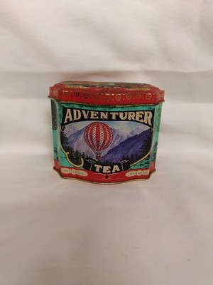 Adventure Tea Tin Storage Box with Lid Tinplate Container Made In England
