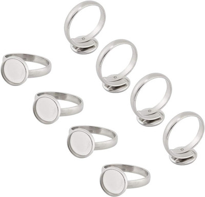 50 Stück Edelstahl Einstellbare Fingerringe Flach Rund Pad Ring Cabochon Ring Ba