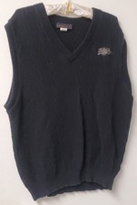 Vintage Andrew Rohan Made In USA Sweater Vest Black Large Cotton The Welker Logo