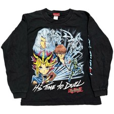 Vintage 1996 Yu-Gi-Oh Long Sleeve Shirt Black Youth Size Medium Lets Duel Anime