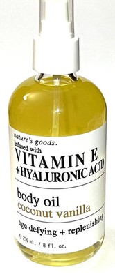 Big Nature's Goods Vitamin E +Hyaluronic Acid Body Oil Coconut Vanilla 8 fl.oz