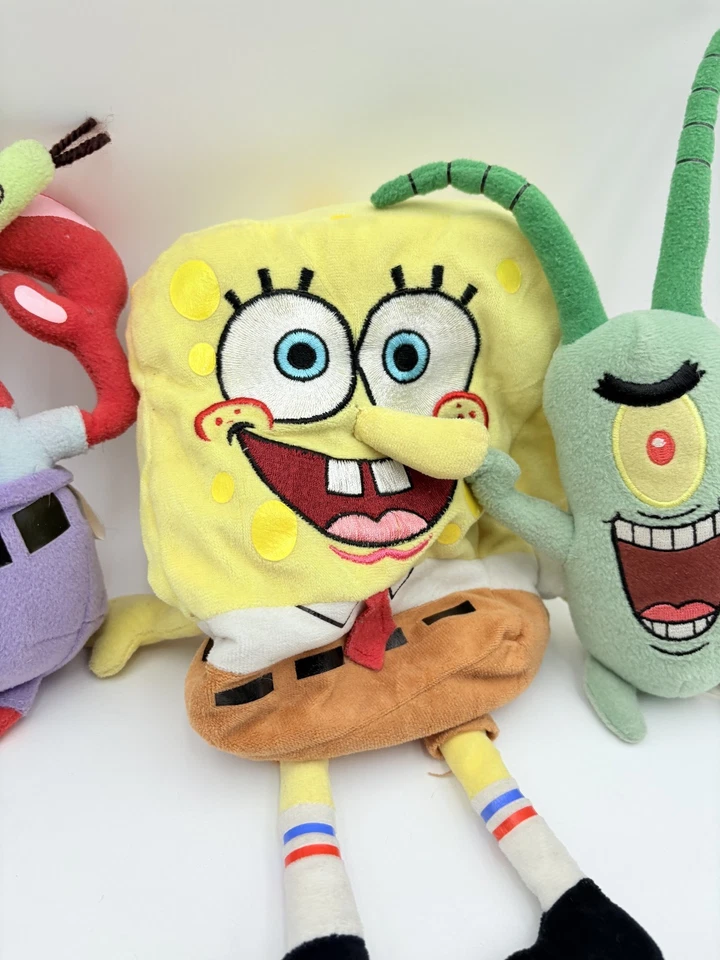 Spongebob Squarepants Plush Lot Plankton Mr Krabs TY Beanie Babies Set VTG - Image 3 of 4