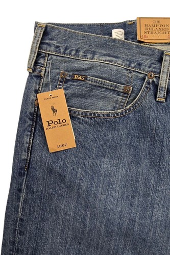 NEW Polo Ralph Lauren Hampton Relaxed Straight Blue Jeans 48Bx34 Med Wash NWT - Picture 4 of 11