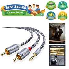 6.6ft Aux to RCA Cable - Braided Nylon for Durable Audio Enjoyment