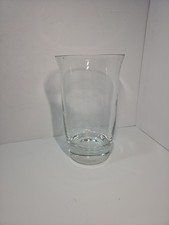 Vintage Heavy Lead Crystal Cylinder Vase 9  Minimalist Thick Base Mid Century