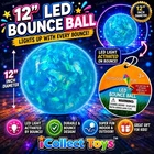 VIRAL Squishy JUMBO LED Light Up BLUE Ribbon Bounce Ball 12” Ball Outdoor Fun
