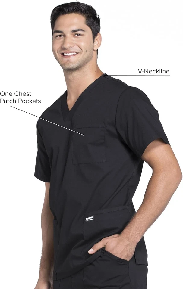 Cherokee Scrubs for Men Workwear Professionals V-Neck 4 Pocket Scrub Top...  - Image 2 of 4