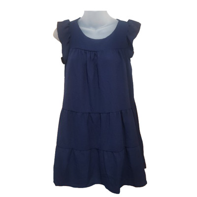 2°seven Women s Dark Blue Tiered Short Sleeve Style Dress Size S BG25