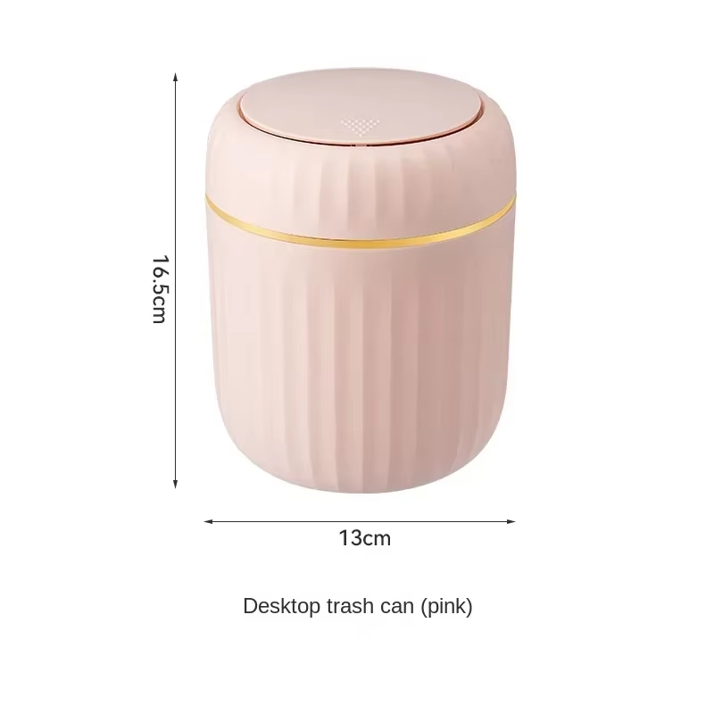 Mini Desktop Trash Can Plastic Waste Bin with Lid Office Desk Rubbish Bin