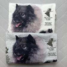 Keeshond Dog Shirt Lot Mens XL Gray White Jerzees Crewneck Dog Graphic Tee 90s