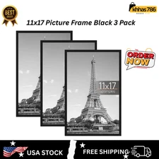 11X17 Picture Frame Black 3 Pack, 11 X 17 Frame for Horizontal or Vertical Wall