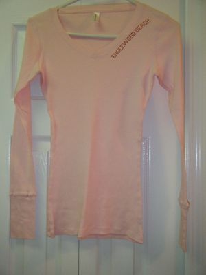 NOUVELLA COTTON LONG SLEEVE PINK CASUAL TEE ENGLEWOOD BEACH NEW