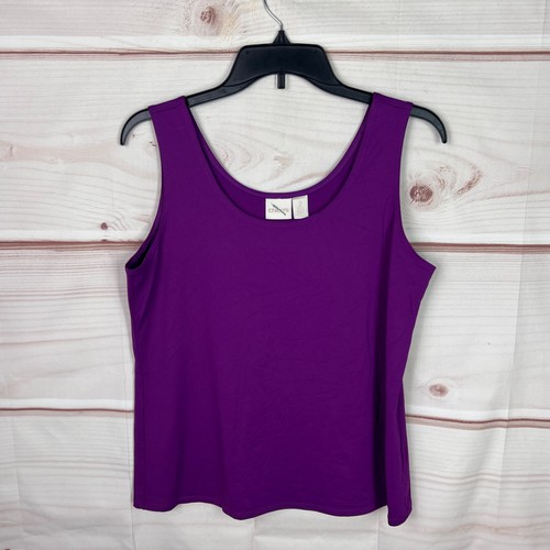 Chicos Top Damen 2 L lila U-Ausschnitt Tank ärmellos Mikrofaser fester Strick