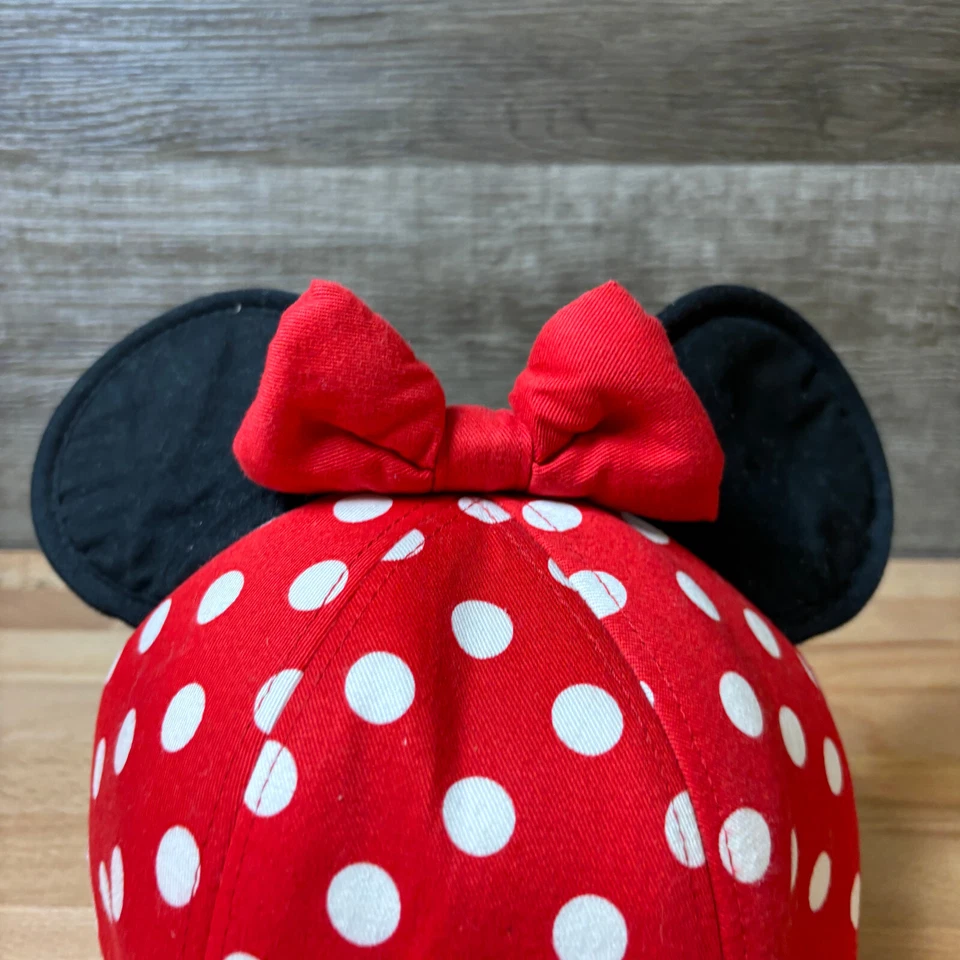 Minnie Mouse Hat Cap Snap Back Youth Red White Bow Ears Polka Dot Disney - Image 2 of 4