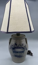 20” VINTAGE ROCKDALE UNION SALT GLAZE STONEWARE CROCK LAMP - 1993 HTF