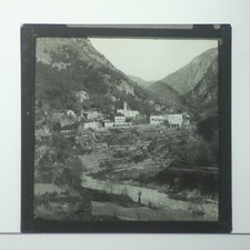 MAGIC LANTERN SLIDE MOUNTAIN VILLAGE SCENE