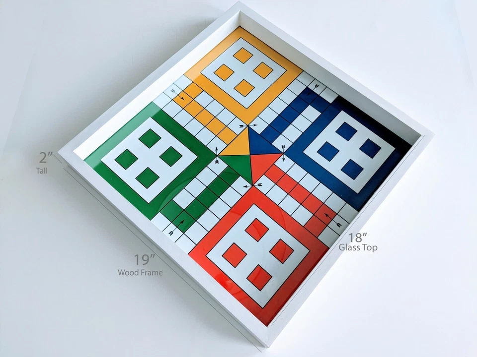 Large Ludo Board Game19x19 inches with REAL GLASS TOP. $190 Free Shipping (USA) - Image 2 of 4