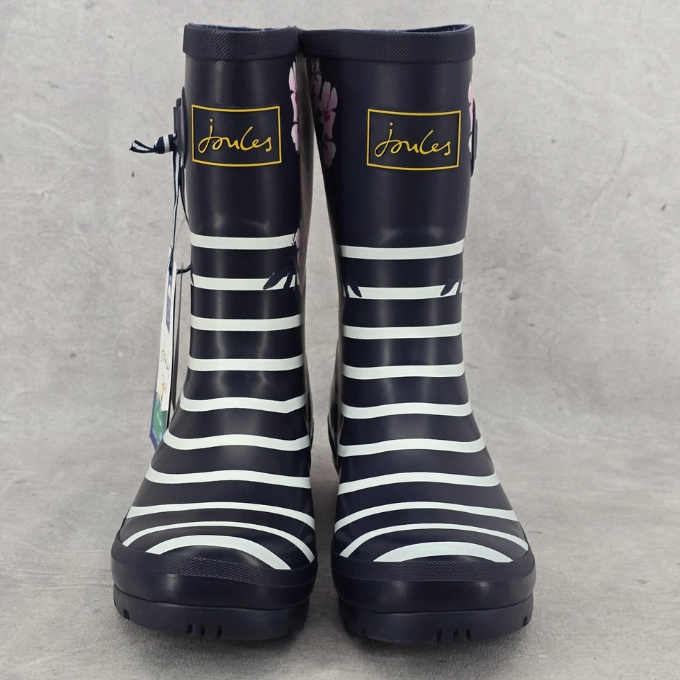 Nuevas Botas de Lluvia Joules Media Pantorrilla Molly Welly Rayas Florales Talla EE. UU.: 6 REINO UNIDO: 4 Foto 2 de 4