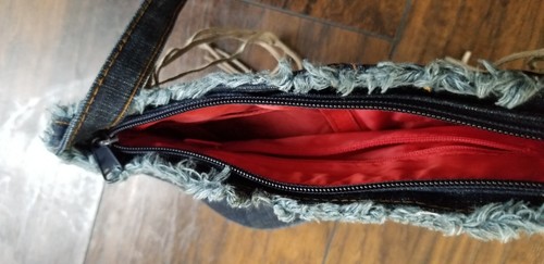 Vintage Denim Blue Jean Tote Bag Double Pocket Small - Picture 3 of 3