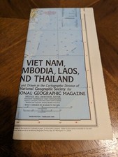 National Geographic Society Vintage Wall Map VIETNAM CAMBODIA LAOS THAILAND 1967
