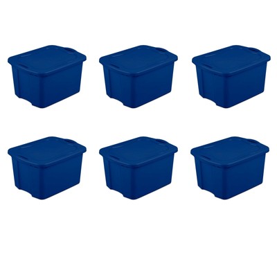 tote box plastic storage 6 pack bin organizer stackable container lid sterilite