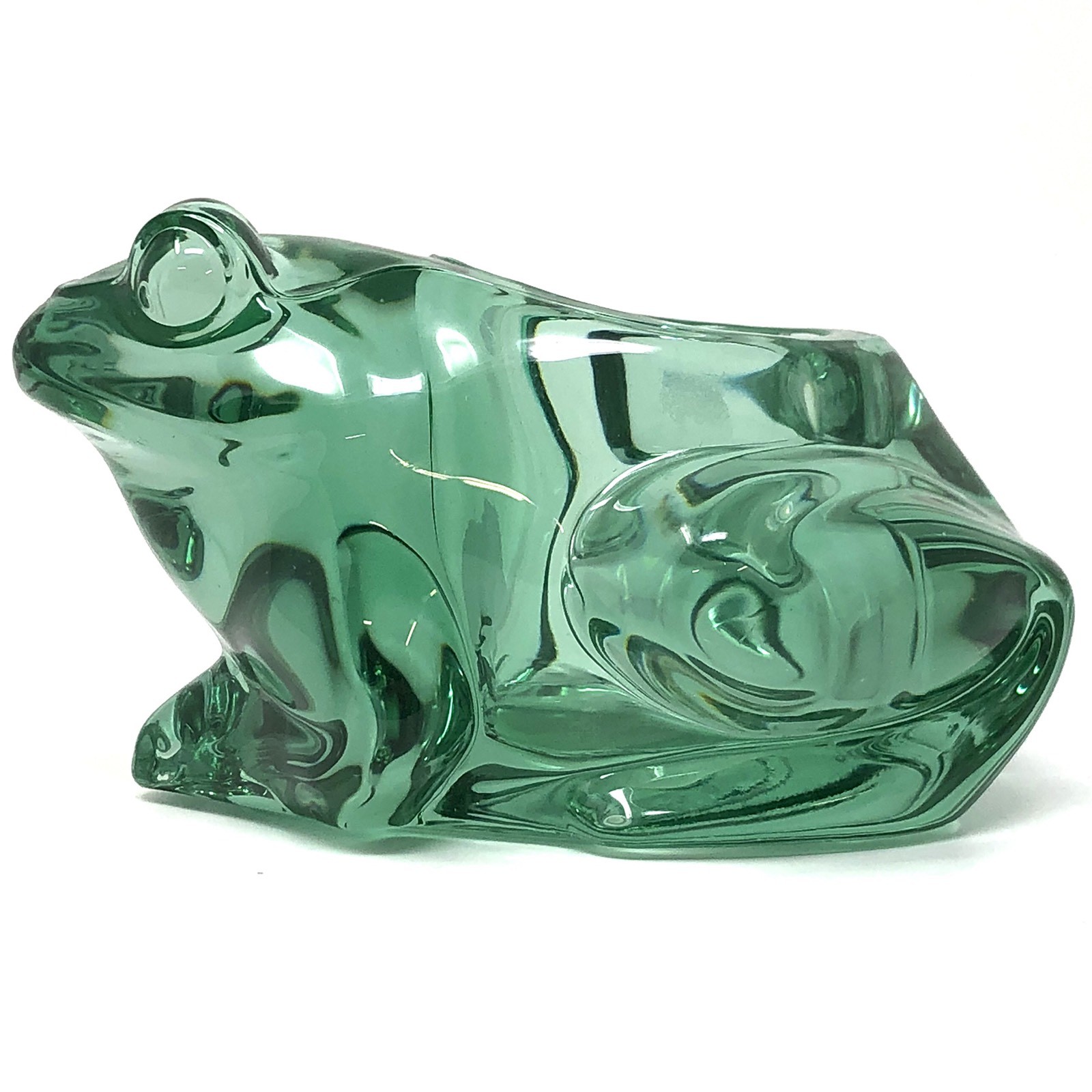 Vintage Indiana Glass Frog Votive Holder - Spanish Green 4.5" long 3" tall