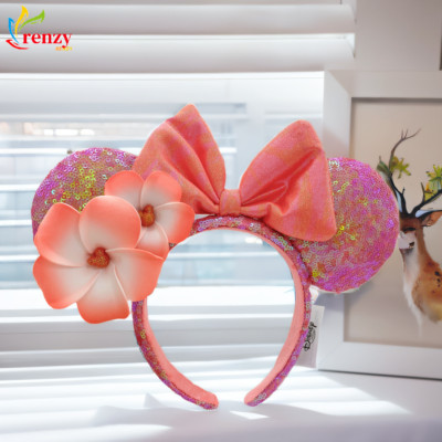 Disney Minnie Mouse Aulani Plumeria Hawaiian Pink Orange Sunset Ears NWT 1 s-l400.jpg main image 4