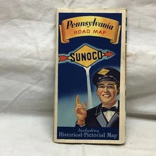 Vintage Pennsylvania Sunoco Historical Pictorial Map 