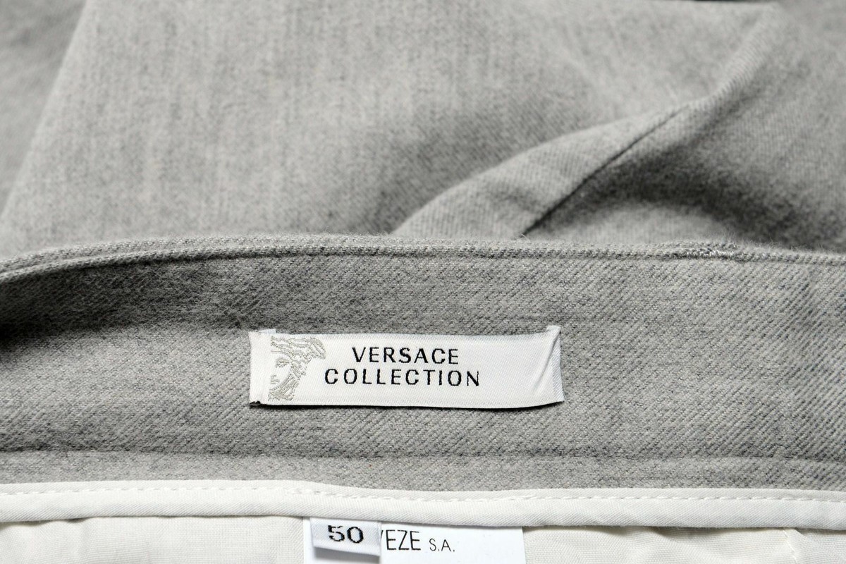 【関税&送料込み】Versace Silver Pants Versace Collection Men's Light Gray Casual Pants Size 30 32