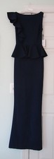 NWT Chiara Boni La Petite Robe Dinara Peplum Gown in Navy Blue 6 995