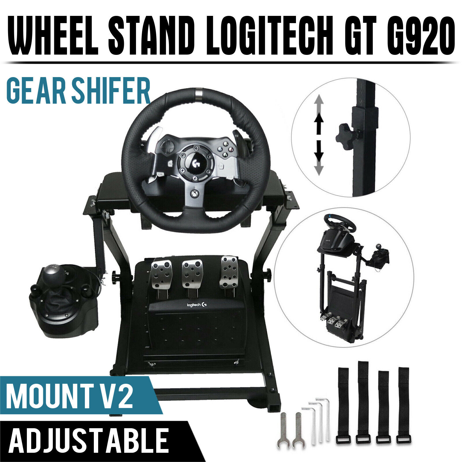  Racing Steering Wheel Stand Gaming Simulator Cockpit with Gear  Shifter and Pedal Mount Compatible with Logitech Thrustmaster Fanatec Wheels  Height Adjustable Easy Storage Gift box : Video Games