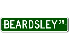 Beardsley Drive Street Sign Personalized Custom Last Name Metal Sign - Aluminum
