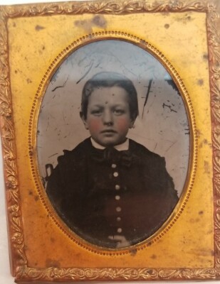 Antique Ambrotype Photo Young Man Child Boy Early Portrait