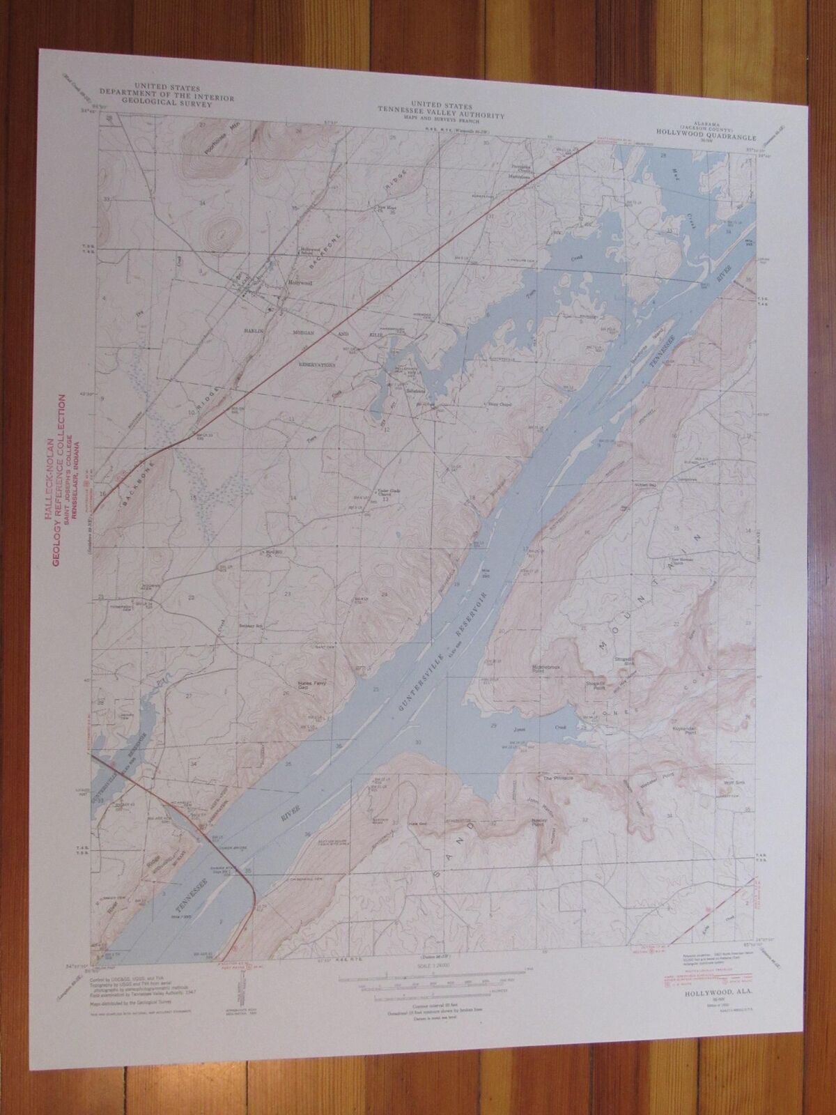 Hollywood Alabama 1950 Original Vintage USGS Topo Map