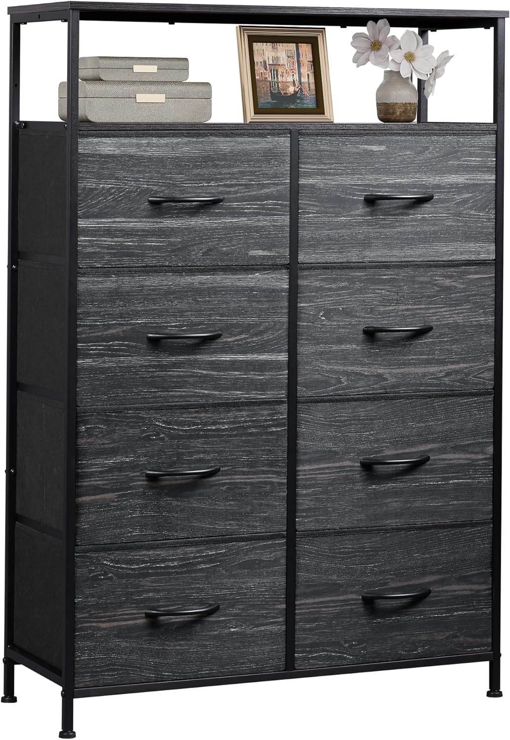 Tall Solid Fabric Dresser with 8 Drawers for Bedroom Storage Closet-image