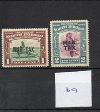 North Borneo (69) 1941 - War Tax overprints - set of two values - SG Cat &pound;15