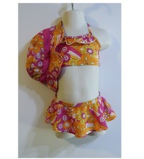 Koala Kids Vintage Retro Baby Girl's Swimsuit Size 18 Months Beach Hat Lot