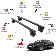 Bare Roof Rack Cross Bars Set for AUDI A5 F5 5 Door 16-Up Black