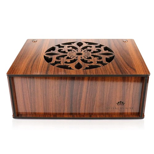 RoyalHouse Premium Wood Hard MDF Tea Storage Box Organizer Brown Eco-Friendly... - Picture 4 of 6