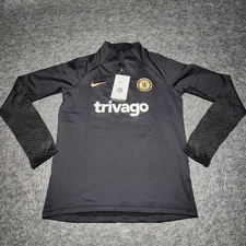 Nike Chelsea FC Trivago Dri Fit 1/4 Zip Training Soccer Shirt Youth XL NEW Black