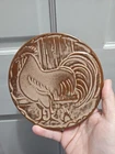 FRANKOMA Pottery ROOSTER brown/cream TRIVET, 94TR, Plainsman Brown, VTG